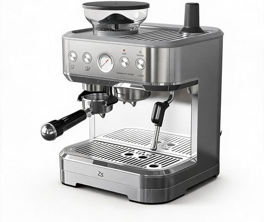 Maszyny do espresso-parowego Acekool – 220 V, 15 bar, 350 ml, Srebrny – stal nierdzewna, Moder mleczny, Emulgator mleczny, Srebro