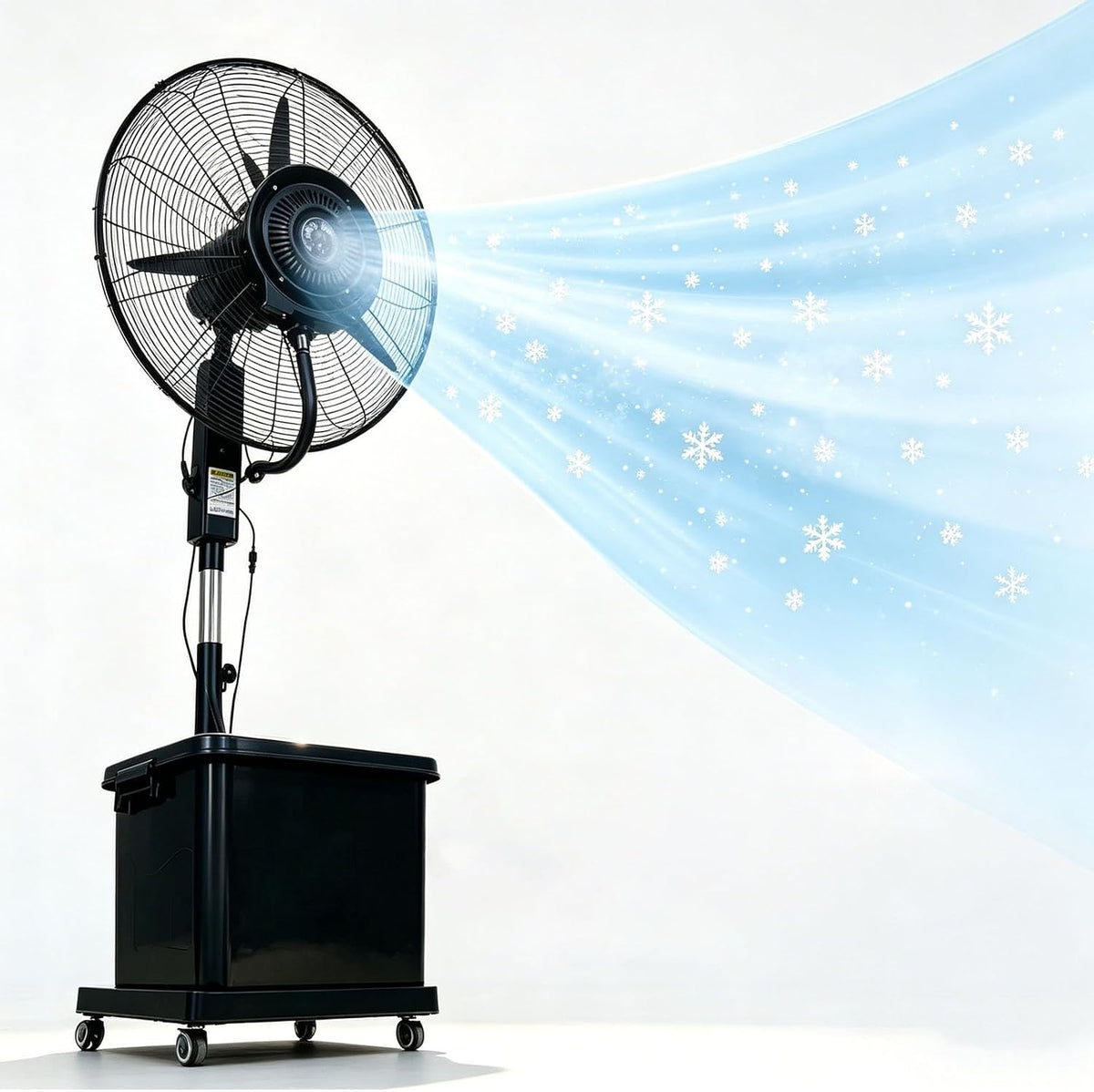 Lsoiup Wentylator stojący – 200 cm, 42 l, 220 V, Biały – Odświeżacz powietrza, Ø 81 cm, koła jezdne, 3 prędkości – oscylacja 90 ° Duży kąt