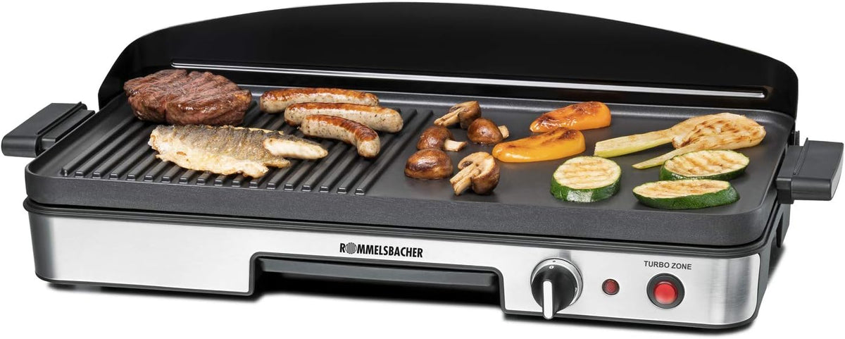 Grill Rommelsbacher, 50 x 25 cm, 1900 W, Szary – elektryczny, BBQ 2003, powłoka nienakładająca się