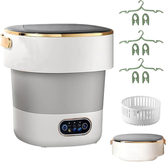 Pralka Kensbro – 15 l, 5 kg, 2 W, Biały – składana konstrukcja, 2 w 1, kemping, apartamenty – Mini składana 15 l, podróże, małe pralki do domu