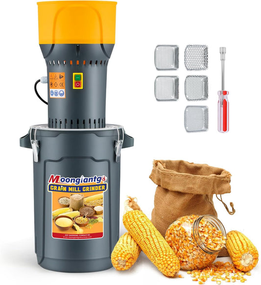 Młynki do zboża Moongiantgo, 25 l, 1300 W, Czarny – młyn zbożowy, usuwalny, 5 Tamis różnych finałów i 1 Klucz klamry