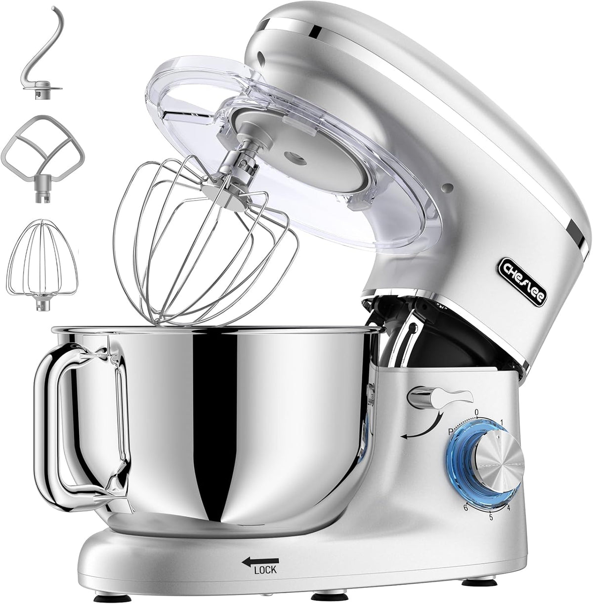Robot kuchenny CHeflee – 6.2 l, 2000 W, Srebrny, stal nierdzewna – oświetlenie LED, Fontanna i Krocze 6 prędkości