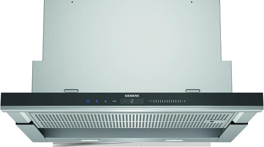 SIEMENS Okap kuchenny – LI69SA684, Czarny / Srebrny, stal nierdzewna, iQ700 LI69SA684 – 935 m3 / h, wbudowany, czarna, półobudowa