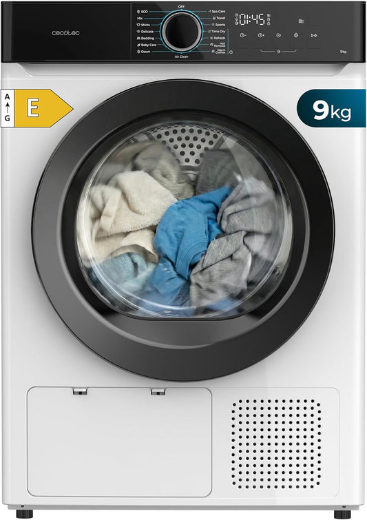 Suszarki z pompą ciepła Cecotec – 650 W, 9 kg, Biały, suszarka z pompą ciepła – Bolero Dresscode suszarka, 15 programów, klasa energetyczna E