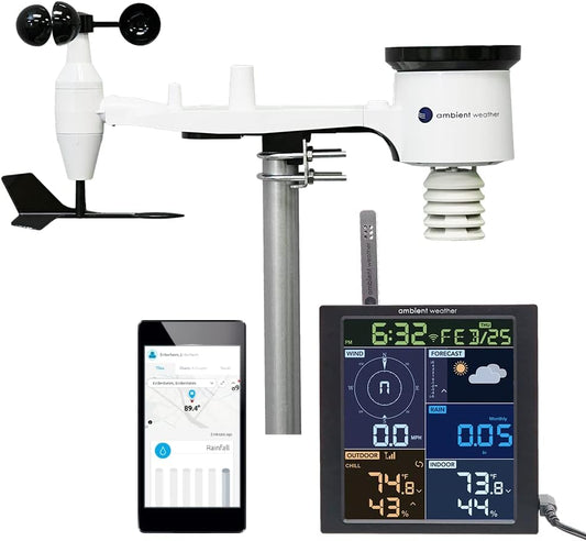 Ambient Weather Stacje meteorologiczne i barometry, WS-1965, Czarny, Wi-Fi – praca bezprzewodowa, Stacja SS- 1965