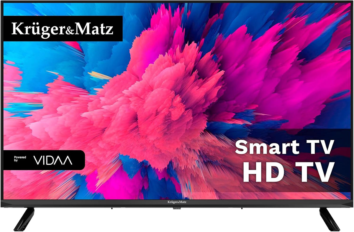 Telewizor Smart TV Krüger&Matz, DVB-T2/S2, 200 x 200 mm – 8 W, 240 V, Czarny, oświetlenie LED – USB, Wi-Fi, pilot zdalnego sterowania