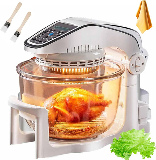 Frytkownica beztłuszczowa, air fryer – 10 l, 365 × 365 × 340 mm, 1000 W, Czarny / Srebrny – licznik, wymienny