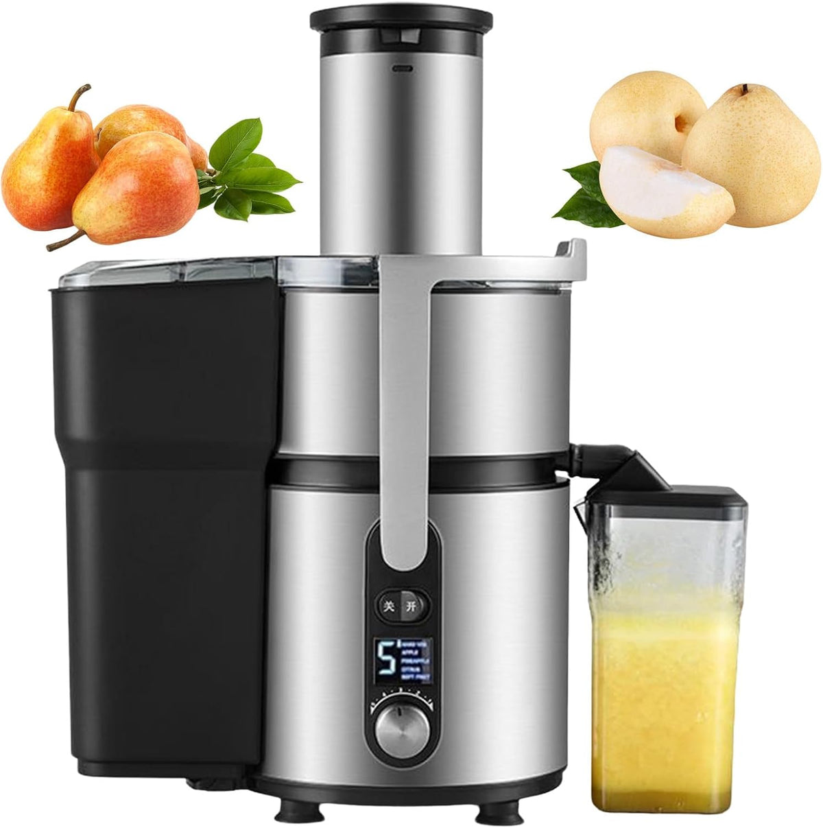 Wyciskarka wolnoobrotowa lilishangmao, 84 mm – 1250 W, 750 ml, Szary, sokowirówka – Wyciąg z soku, profesjonalny, komercyjny, Duże otwarcie 84 mm