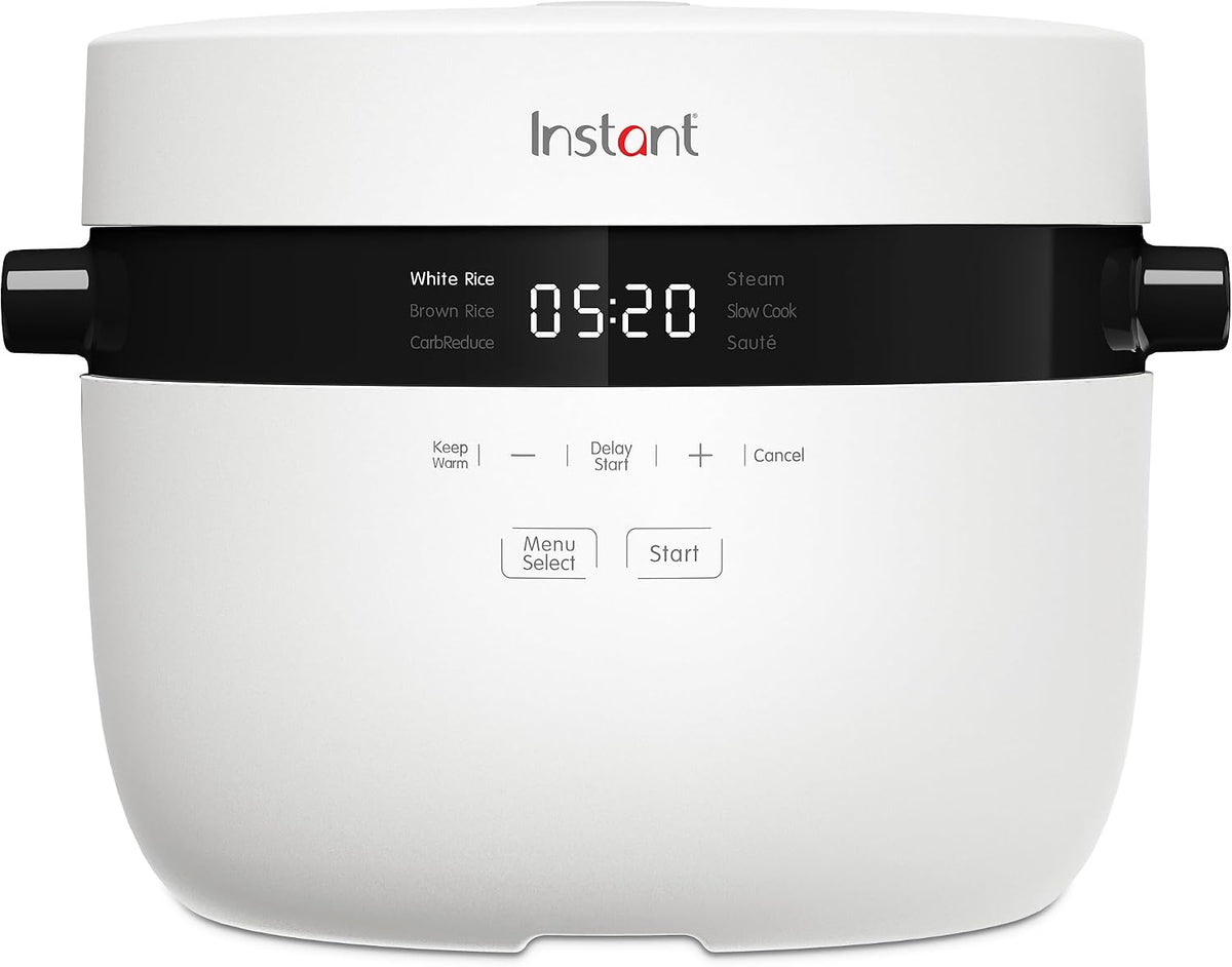 Ryżowar Instant Pot – 2,8 l, Biały/Czarny, Instant Garnki do gotowania ryżu i parowaru, koszem do gotowania na parze ze stali nierdzewnej – miarką