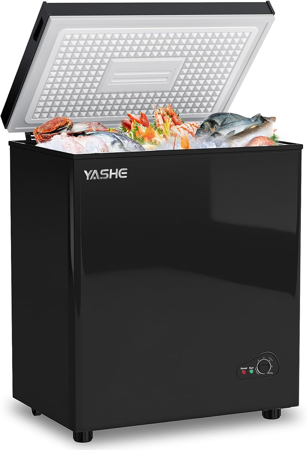 Zamrażarka YASHE – 150 l, 45 dB, Czarny, bezpłatna instalacja – cicha, zdejmowana, 2 strefy temperaturowe