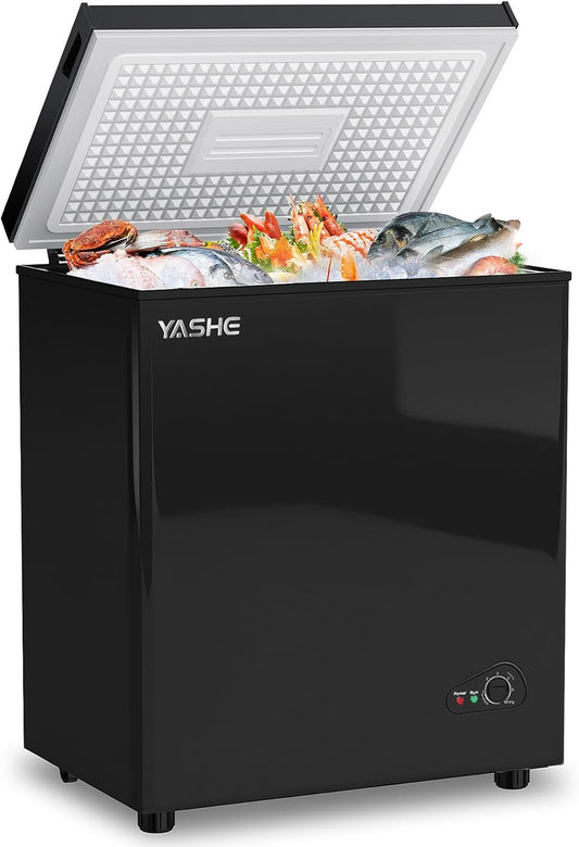 Zamrażarka YASHE – 150 l, 45 dB, Czarny, bezpłatna instalacja – cicha, zdejmowana, 2 strefy temperaturowe
