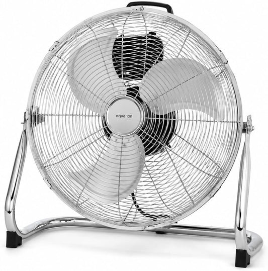 Wentylator stołowy JYC CREATIVE – 45 cm, 120 W, Srebrny, metal – Wentylator, przemysłowy, 3 prędkości, srebro