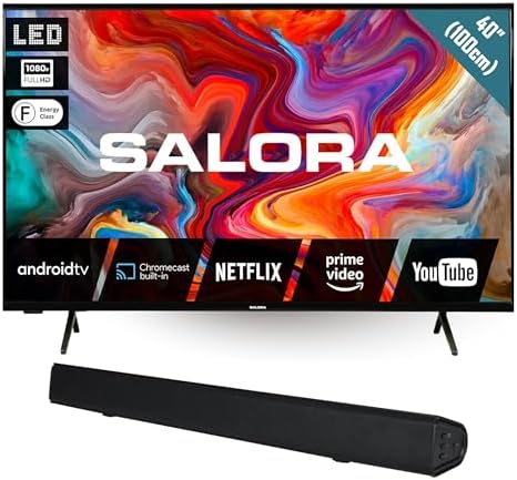 Telewizor Smart TV SALORA – SBO680, 40 cali, 80 W, Czarny – Bluetooth, Wi-Fi, telewizor, Smart TV SBO680 – Android OS, Full HD