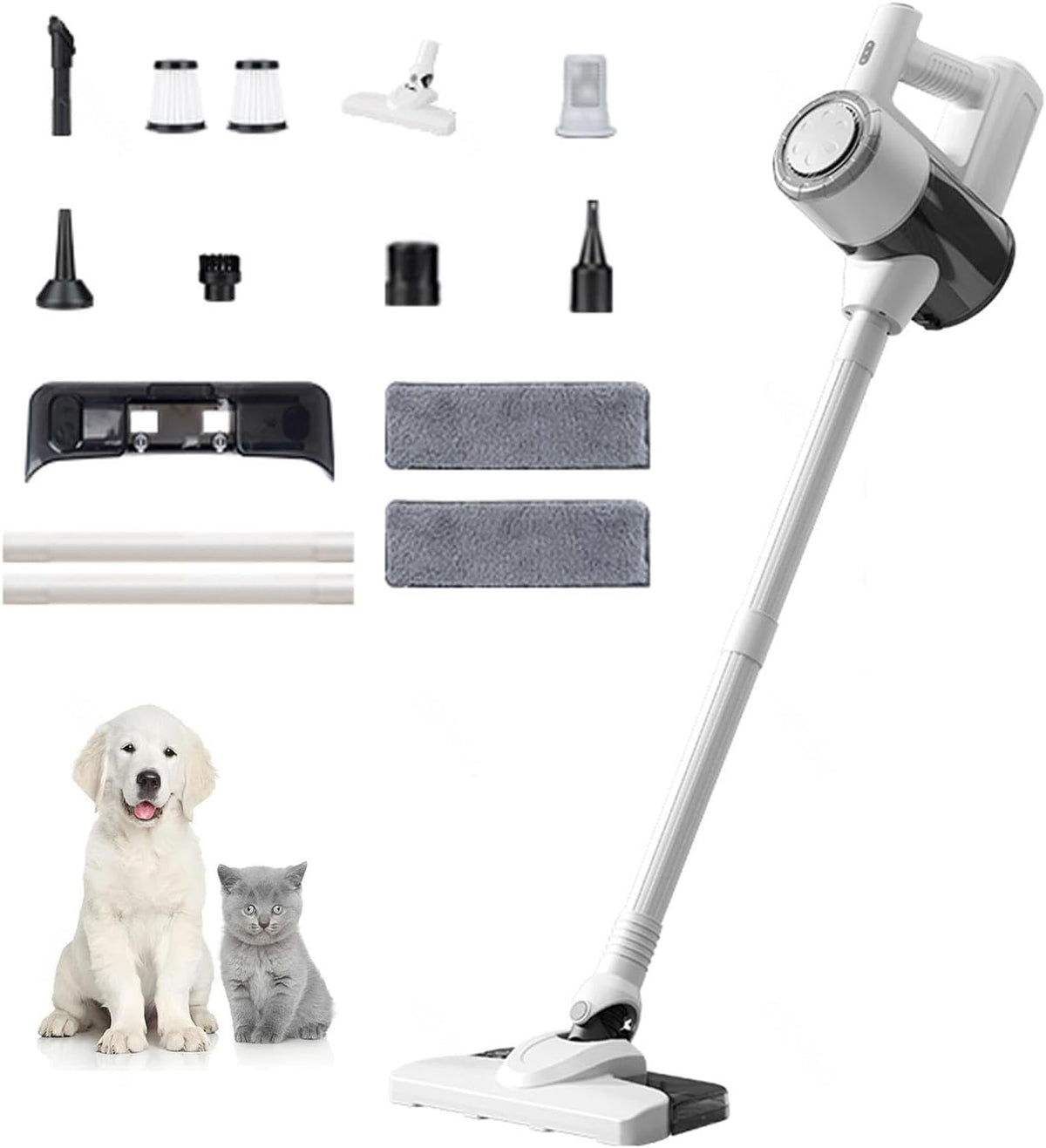 Odkurzacz pionowy MeLtor, odkurzacz bezprzewodowy, 5 W – 240 V, 1.5 l, Biały, praca bezprzewodowa – 5 w 1, Odkurzacz, para wodna, białe