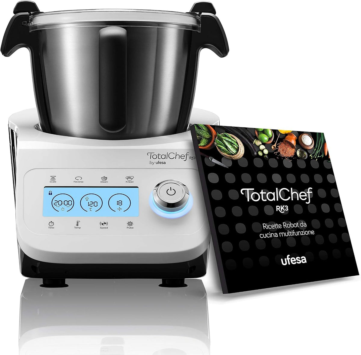 Ufesa Robot kuchenny – RK3, 1600 W, 3,5 l, 5000 g – Biały/Srebrny, timer, Totalchef RK3 wielofunkcyjny