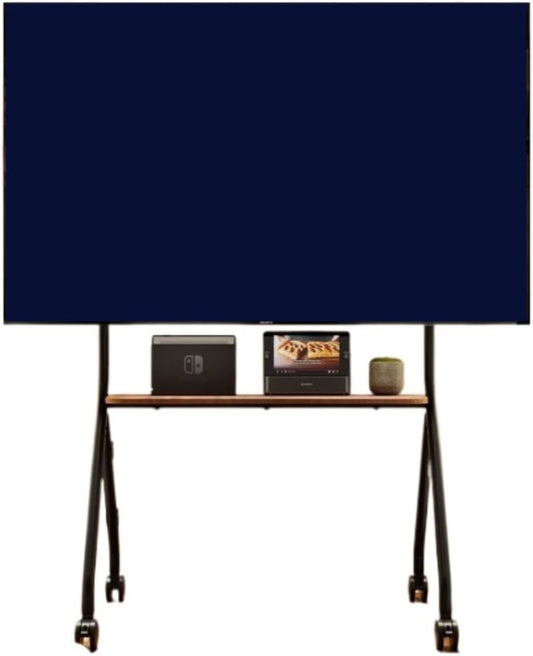 CVdrtyED Uchwyt do telewizora – 600x400 Mm, 50 kg, Czarny, regulowana wysokość – Szafka TV, 75 cali, koła poruszające się, czarne – do 110 Lb