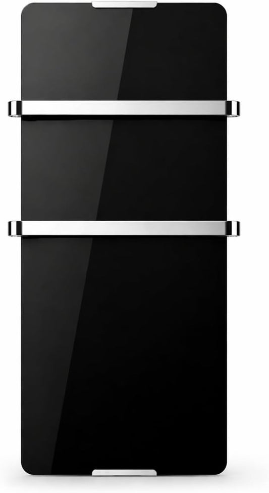 Grzejnik elektryczny Chemin'Arte, IP24, 90x6x46 cm – 600 W, Czarny / Srebrny, stal nierdzewna, IP24- 90x6x46 – czarny