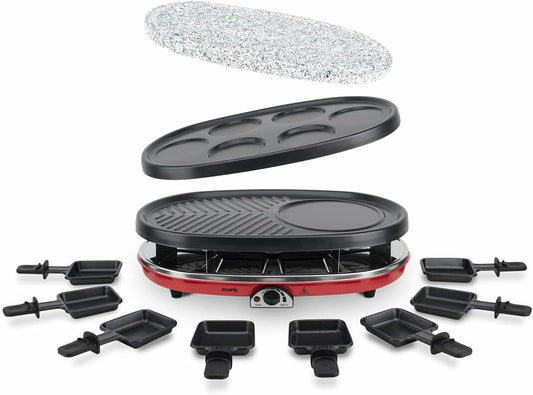 H.Koenig Grill, RP418, 4 W, Czarny – 4in1 RP418 fondue, profesjonalne, z powłoką nieprzywierającą powłoki, 2 strefy temperatury 4en1
