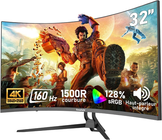 Monitor komputerowy Gawfolk, 1500R, 75 × 75 mm – Czarny, Monitor 1500R, 32 cale, 160 Hz – 4K UHD, ekran PC