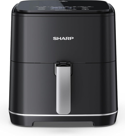 Frytkownica beztłuszczowa Sharp – air fryer, 5 l, 1650 W, Czarny – Ostry fryter powietrza, 8 programów