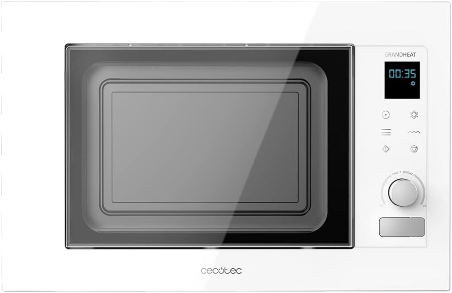 Cecotec Grill, 21 l – 1000 W, Biały, kuchenka mikrofalowa, Grandheat 2090 – 1200 / 900, 8 programów, dotyk