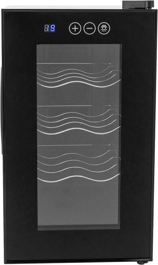 vinnyooc Chłodziarka do wina, 46.5 cm, 220 V – Czarny, oświetlenie LED, Piwnica elektryczna