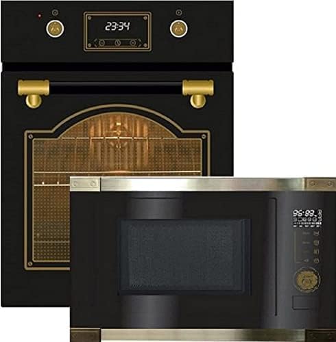 Grill Kaiser, EH4796AD – 45 cm, 50 l, 2,0 kg, Czarny/Złoty – stal nierdzewna, Zestaw kuchenek EH4796AD+EM 2545 AD, piekarnik retro do zabudowy 45 cm