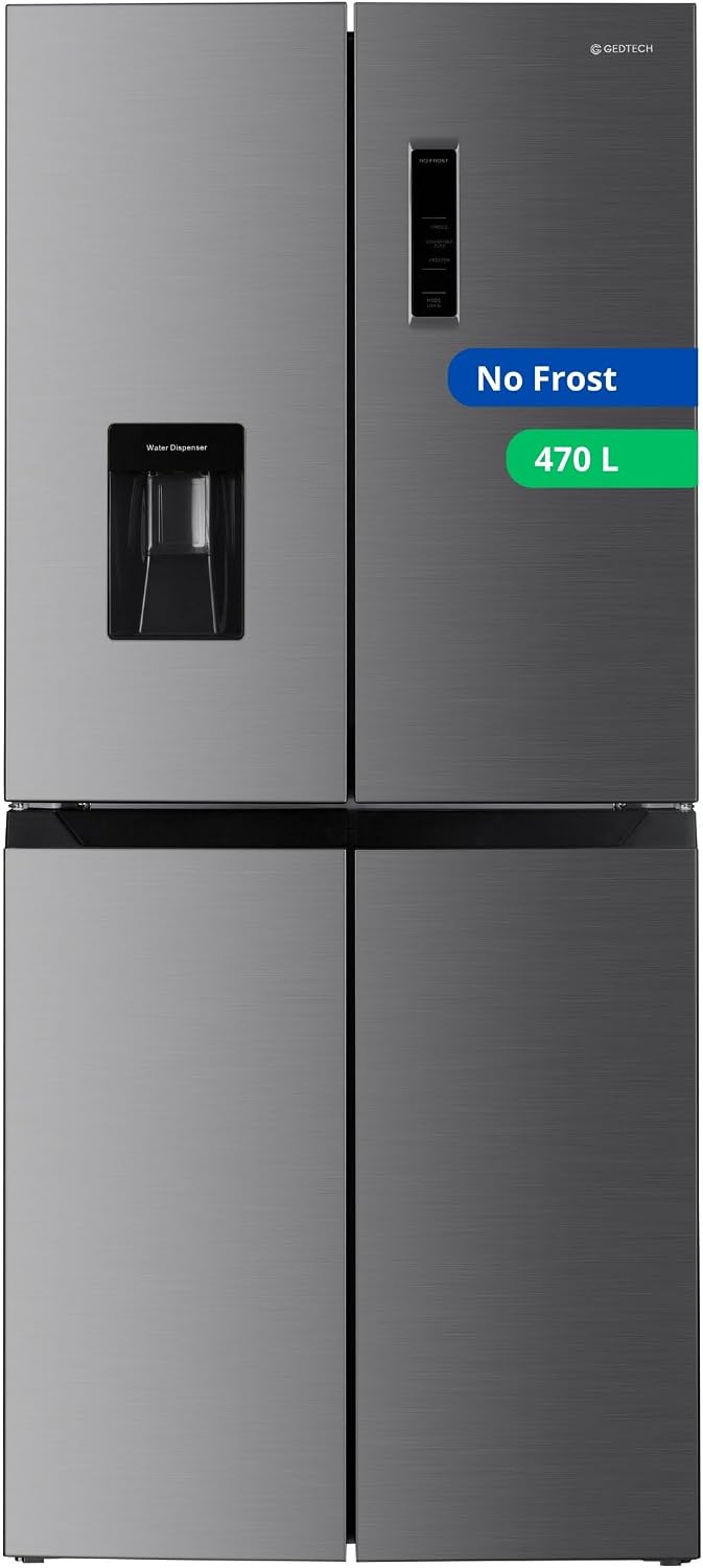 Lodówka GEDTECH – GMP470IXT, 470 l, Srebrny, stal nierdzewna – bez mróz, 301 l + 169 l, wielodrzwiowa GMP470IXT 470 l