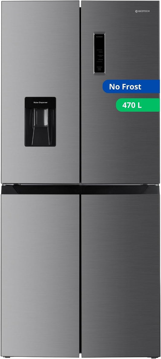 Lodówka GEDTECH – GMP470IXT, 470 l, Srebrny, stal nierdzewna – bez mróz, 301 l + 169 l, wielodrzwiowa GMP470IXT 470 l