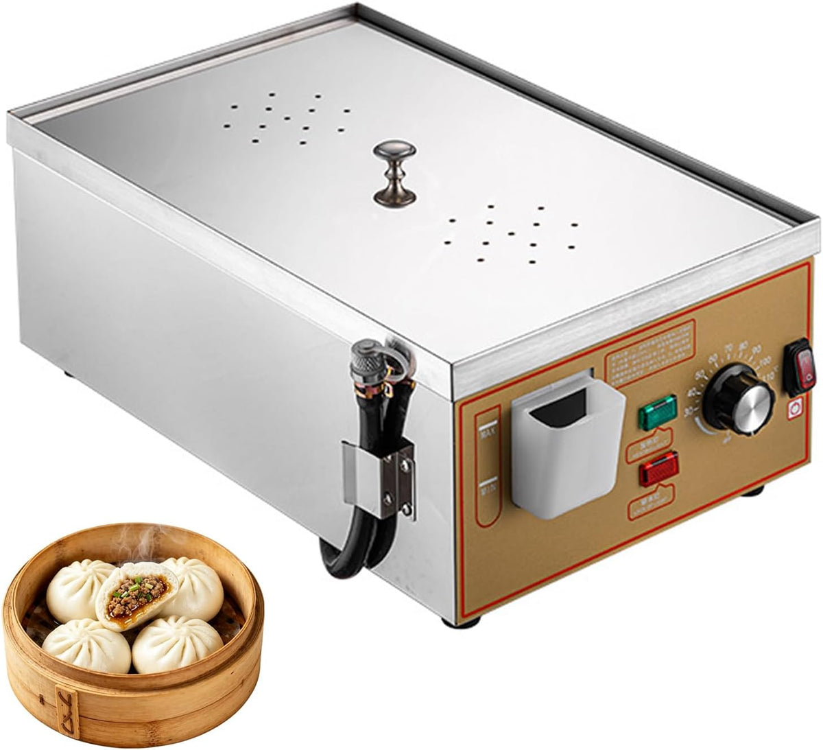 Elektryczne piece parowe, 15 × 23 × 12 cm – 2000 W, Srebrny, stal nierdzewna, 2 otwory kuchenne – 30 do 110°C, bezpłatna instalacja, profesjonalny