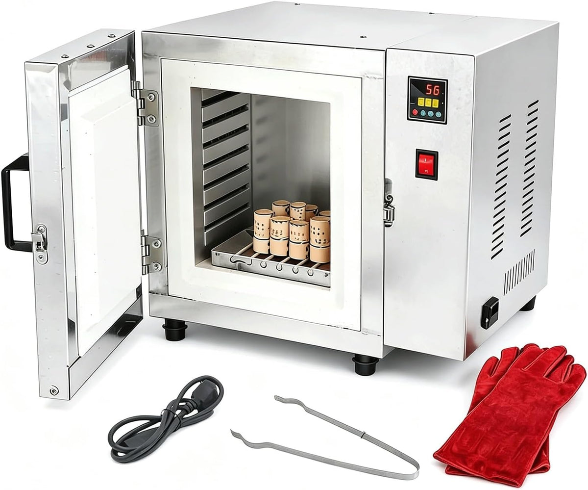 Kiboom Mini piekarnik, 43 x 43 x 36,5 cm – 1500 W, Czarny / Srebrny, metal, funkcja grilla – Piec elektryczny, instalacja bezpłatna, odlewane żelazo