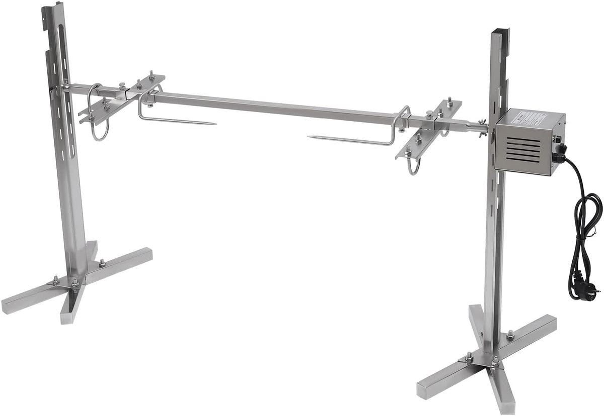 TuliperMood Grill, 121,5 x 26,5 x 14,5 cm, 220 V – 40 kg, Srebrny, stal nierdzewna, silnik – kemping, do mleka wieprzowego z silnikiem