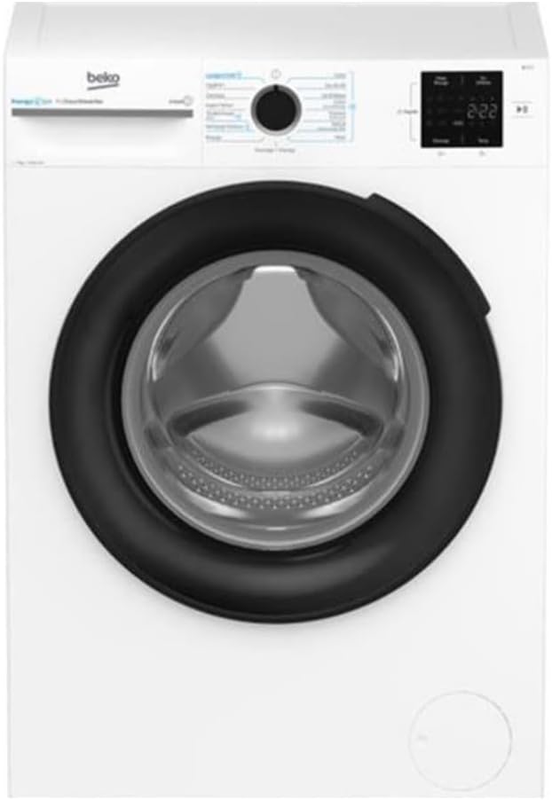 BEKO Pralka, BM3WFU37211B – 7,0 kg, Biały/Czarny, przednia | 7,0 kg | 1200 obr/min | A | 15 programów - BM3WFU37211B
