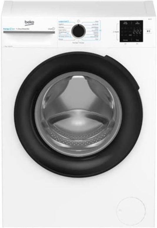 BEKO Pralka, BM3WFU37211B – 7,0 kg, Biały/Czarny, przednia | 7,0 kg | 1200 obr/min | A | 15 programów - BM3WFU37211B