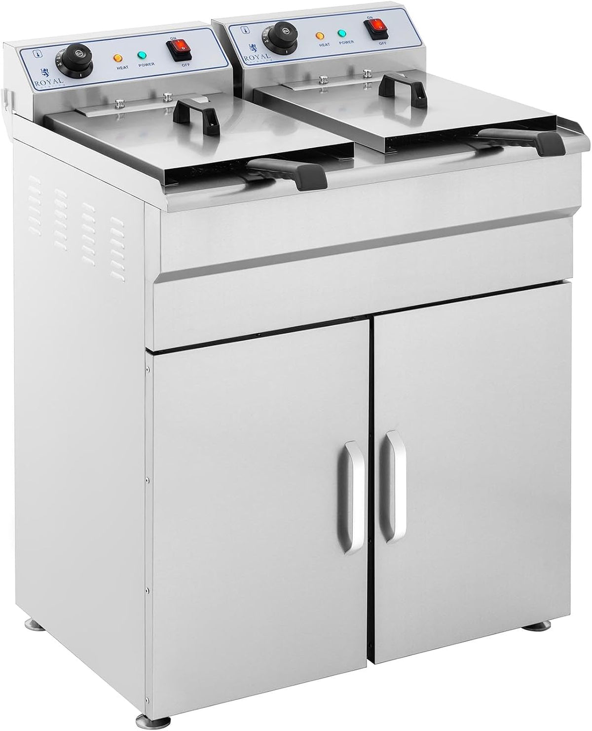 Frytkownica Royal Catering, 16 l, 400 V – Szary, stal nierdzewna, Kran kuchenny, profesjonalny – restauracja, trzyfazowa 400 V prąd