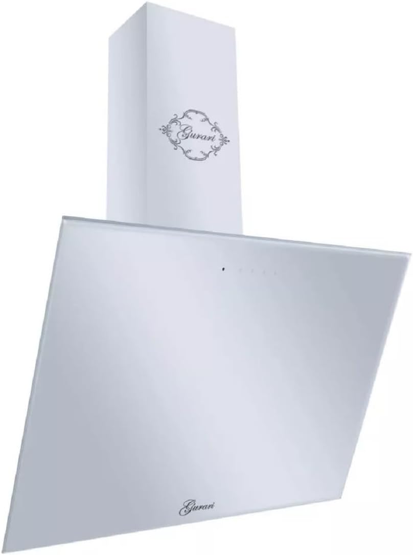 Gurari Okap kuchenny, 80 cm, 206 W – Biały, oświetlenie LED, Okap próżniowy, 1000 m3 / h – klasa energetyczna A, pochylona, montaż ścienny