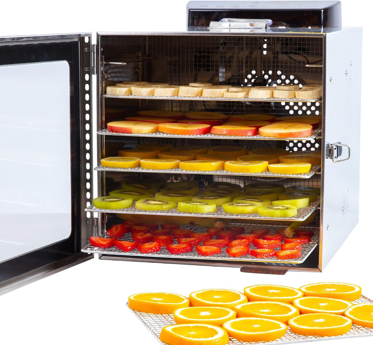 Suszarka do żywności VITA5, Srebrny – oświetlenie LED, automatyczne wyłączanie, Nobel S żywności dehydrater Inox