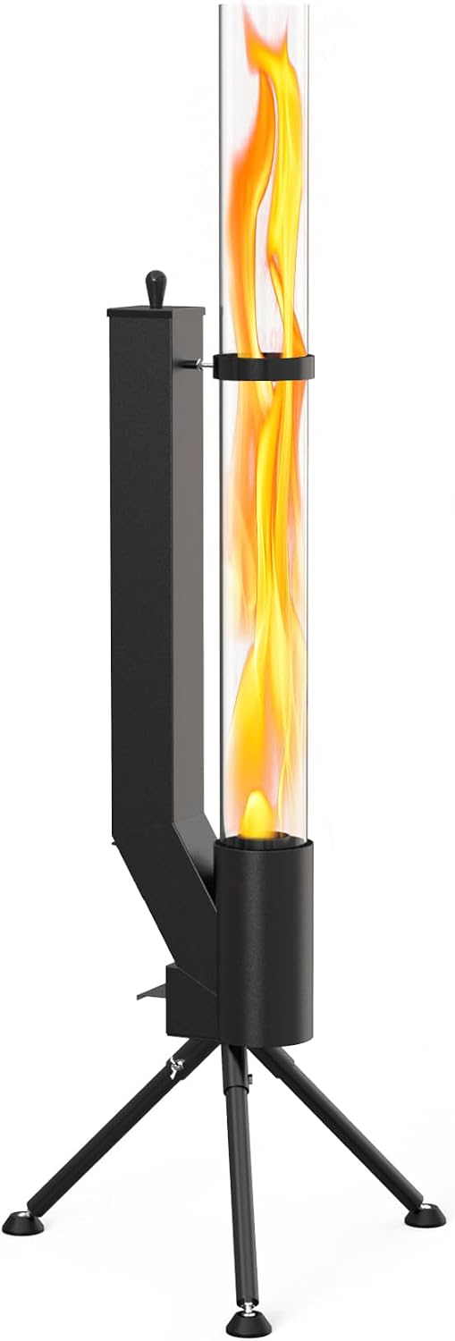 Grzejnik elektryczny onlyfire, 5 cm – 8 kg, Przezroczysty, na zewnątrz, Autonomia około 120 Min – Widok panoramiczny 360 Stopień, Rura szklana 95 cm
