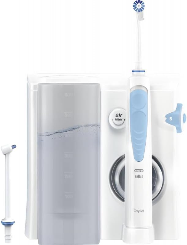 Nawadniane i napędzane wodorem Oral-B, Czarny – Oral- B Oral Health Center Irrigator, 1 końcówka z tlenem, 5 tryby czyszczenia i 4 wodnym odrzutowcem