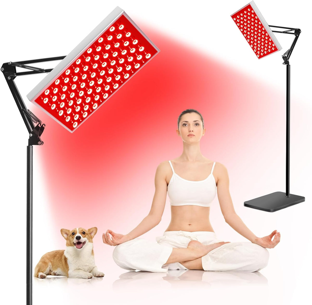 DUGSDG Terapia w podczerwieni – Czerwony, podpórka, lampa, 660 nm – 850 nm, czerwona, korpus i twarz