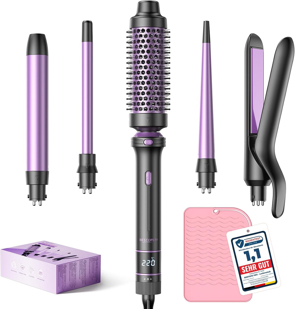 BESTOPE PRO Żelaza do zamykania – 5 mm, Czarny, Prostownica do włosów PRO 5 mm- 25, prostownica żelazo – 2 strefy temperatury
